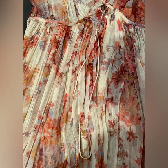 Zimmermann Devi Gathered Yoke Long Sleeve Chiffon Dress NWTsizeAU 2 ( US 8 )